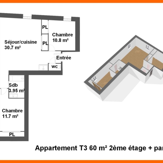  Annonces VAULX EN VELIN : Apartment | MONTLUEL (01120) | 60 m2 | 185 000 &euro; 